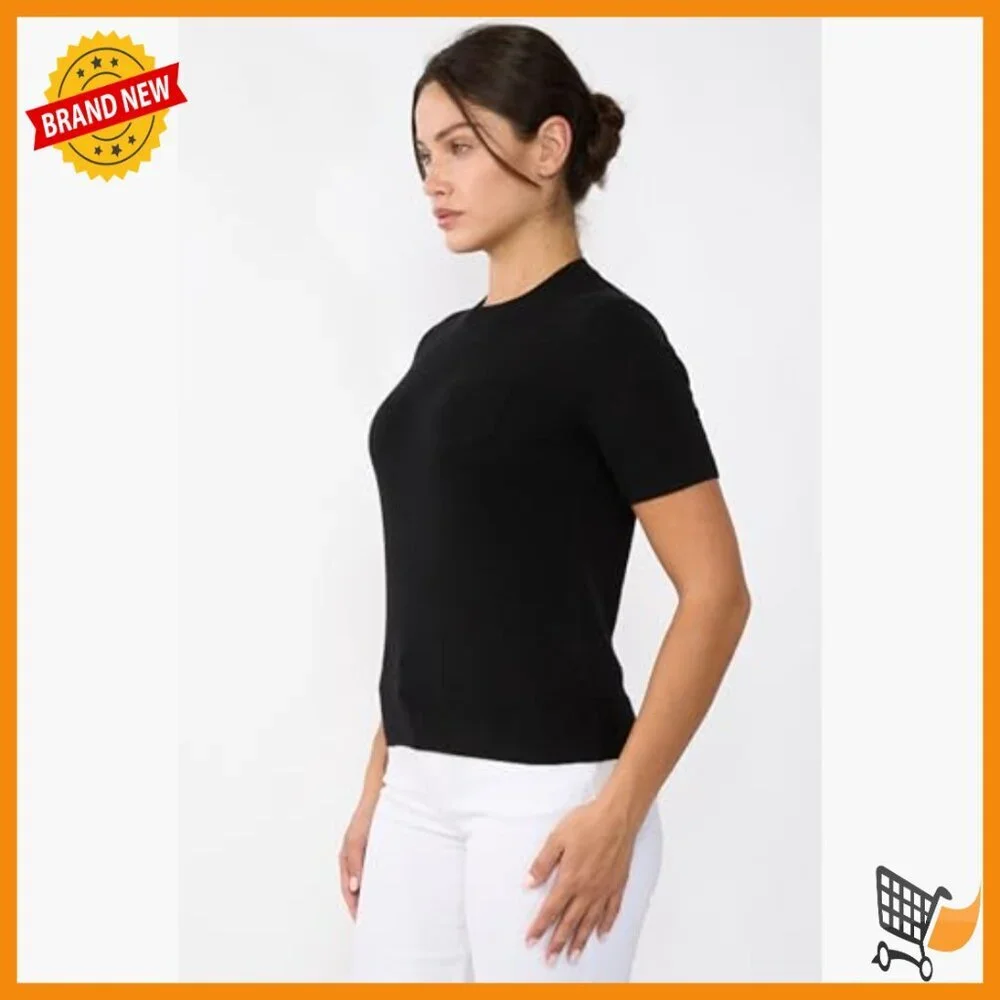 100% Cashmere Short Sleeve Crewneck Sweater Pullover Lightweight Cozy